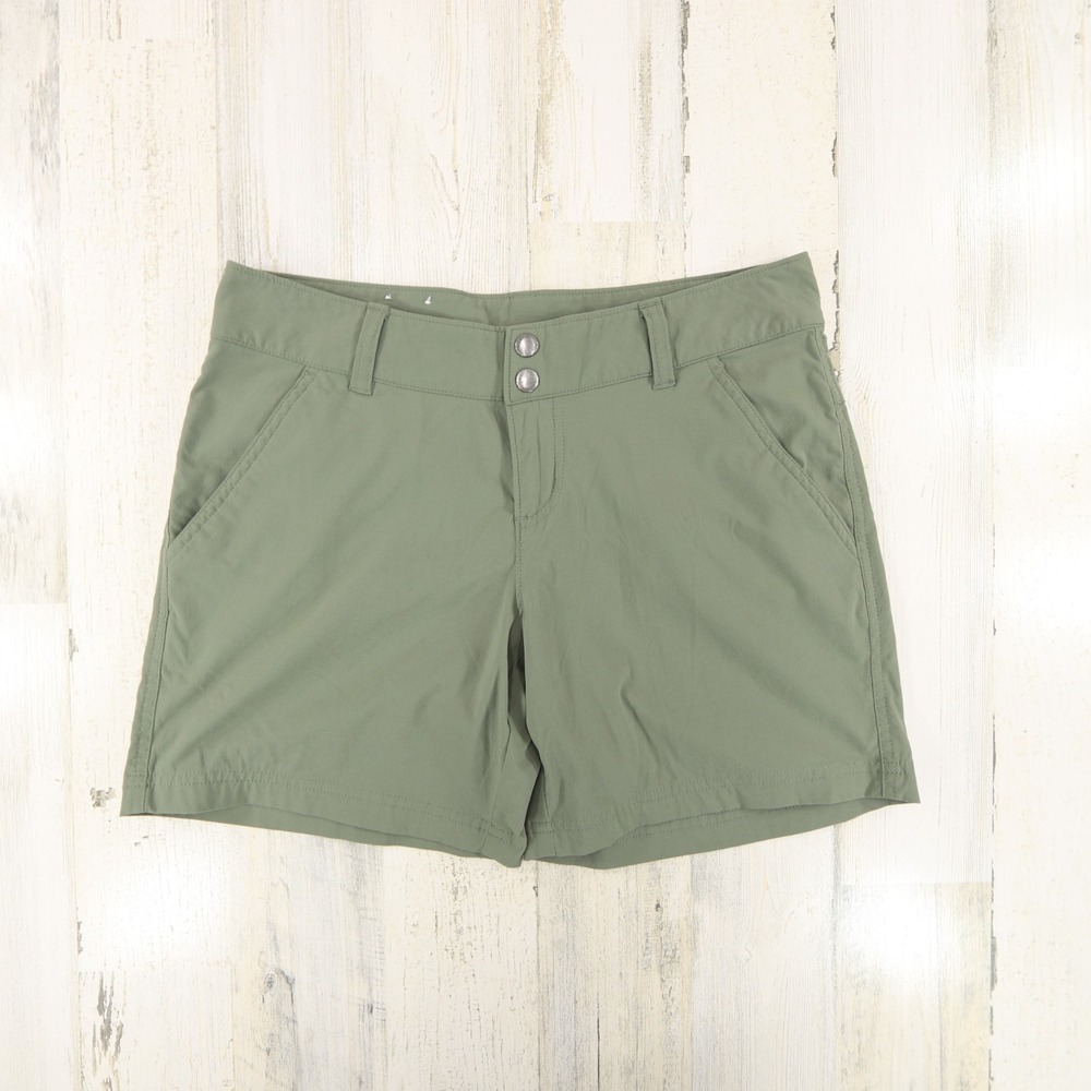 Columbia Arrowhead Trail Shorts Womens 8 Green Omni Shield Hiking Outdoor